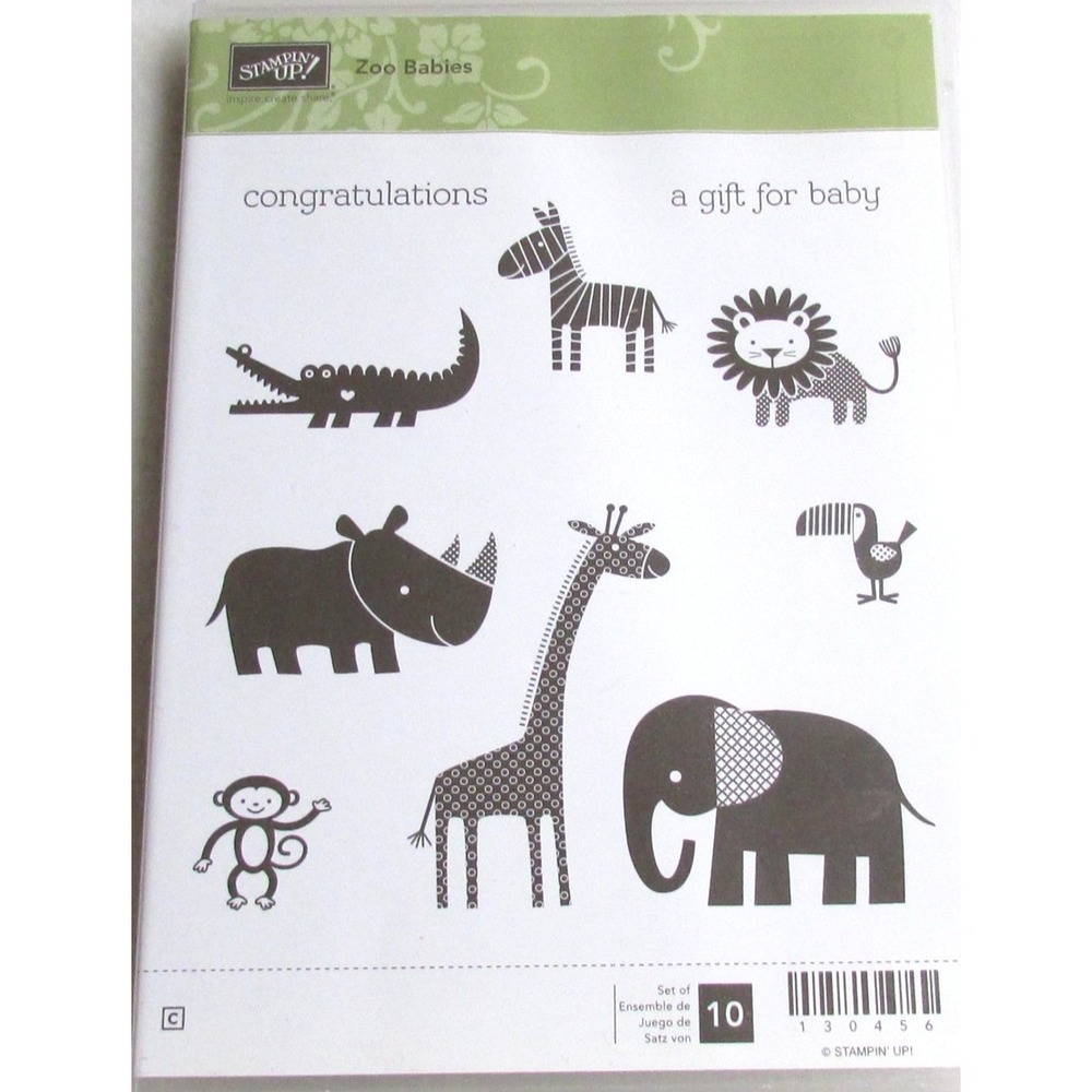 Stampin' Up Zoo Babies Stamp Set Rubber Stamps Baby Shower Animals Cardmaking Cr